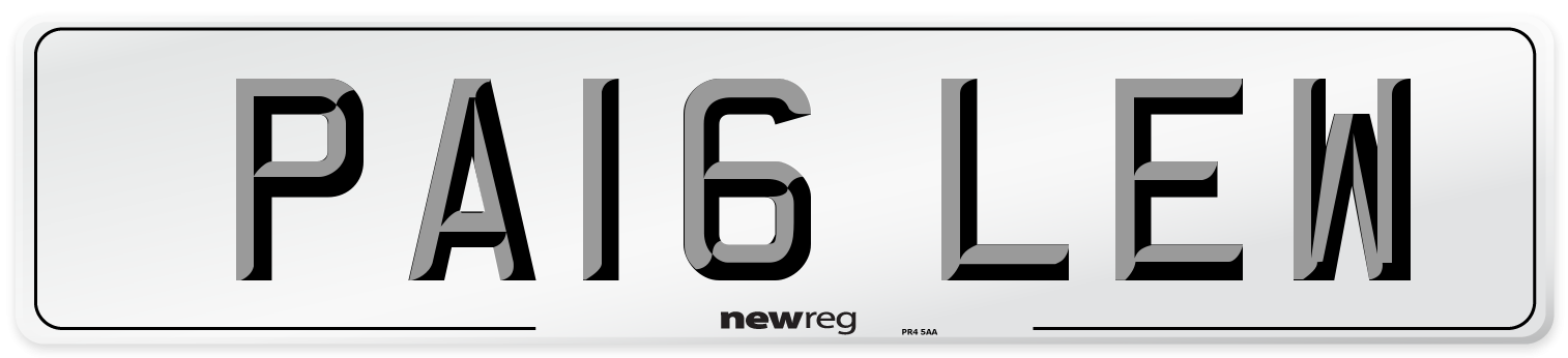 PA16 LEW Number Plate from New Reg